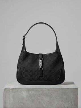 Gucci Jackie 1961 Hobo Bag – Black GG Canvas & Calfskin Leather